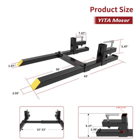 YITAMOTOR included parts: pallet forks, stabilizer bar, and user manual.