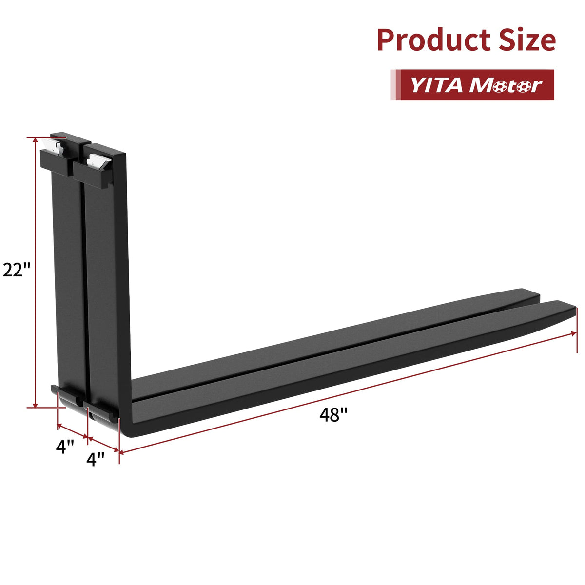 YITAMOTOR 48-inch pallet fork blades with precise dimensions for fit