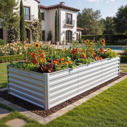 YITAHOME 8x4x2 ft galvanized raised garden bed with ample soil capacity for vegetables