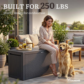 YITAHOME deck box side handles enable easy portability across patio.