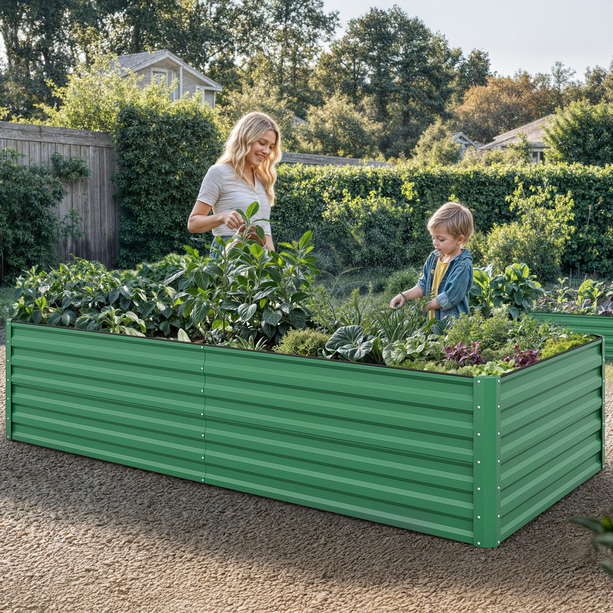 YITAHOME galvanized planter side view shows robust construction.