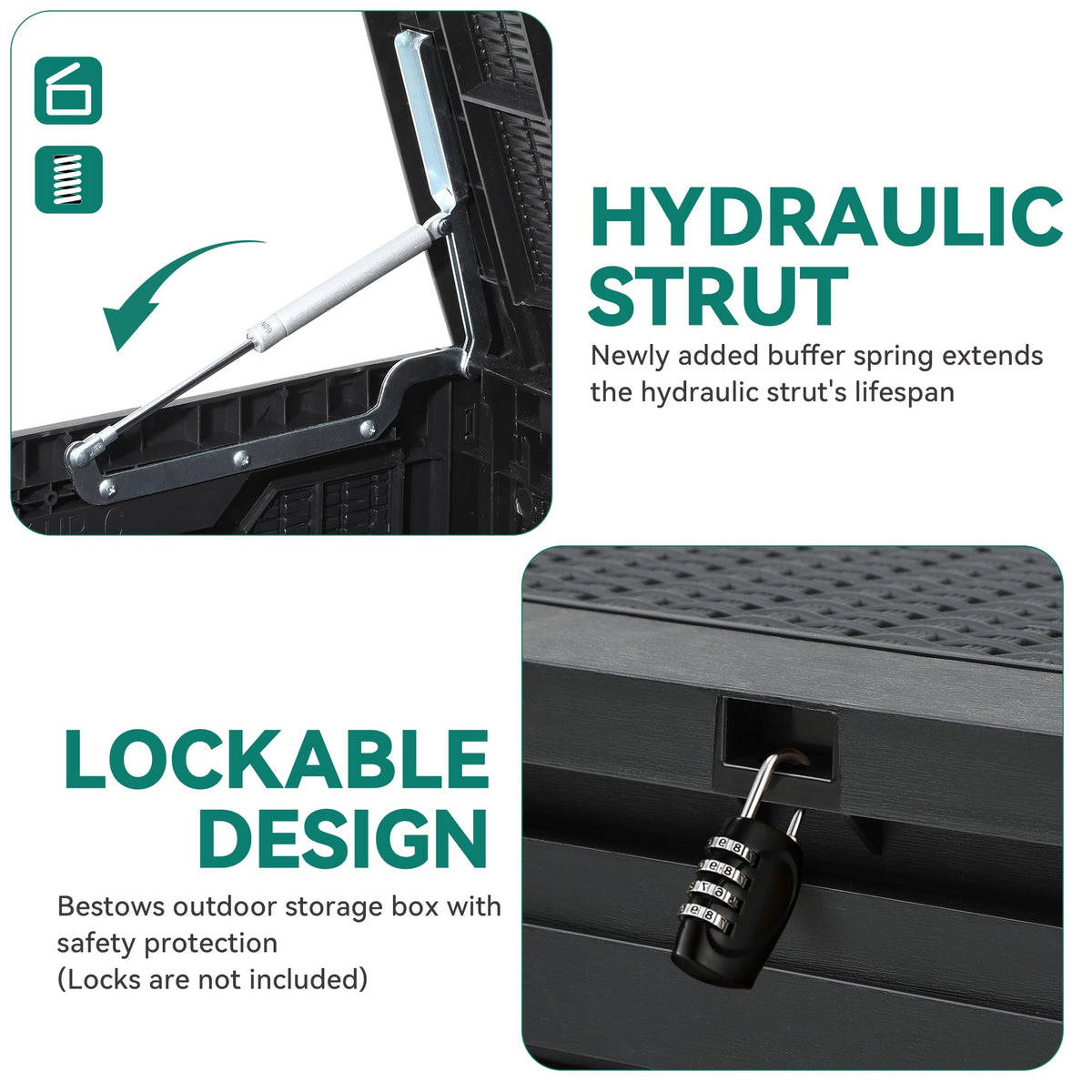 YITAHOME deck box interior space shows huge capacity for seasonal gear.