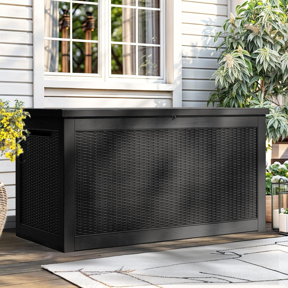 YITAHOME outdoor storage box exterior with spacious 320-gallon capacity for patio gear.