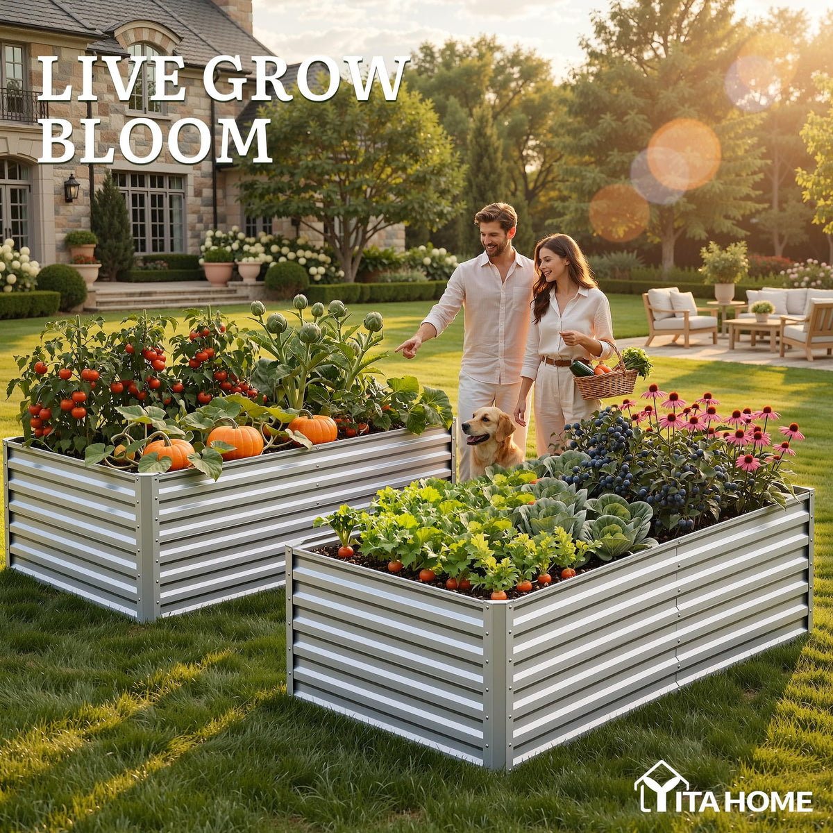 YITAHOME galvanized raised-bed edges ensure a safe, sturdy garden structure.