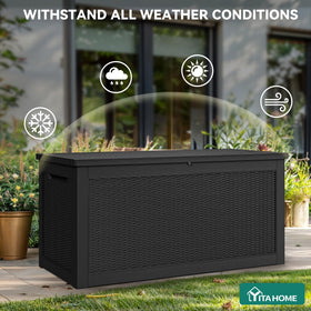 YITAHOME lockable deck box provides added security for outdoor essentials.