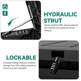 Lockable lid keeps cushions safe in any weather.