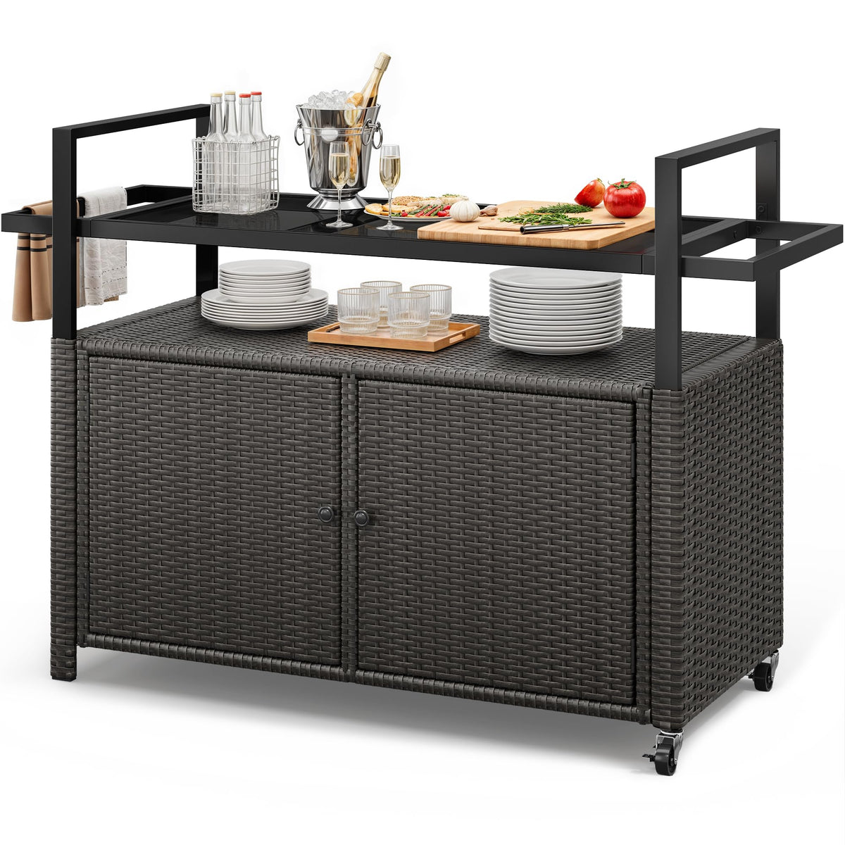 YITAHOME XL outdoor storage cabinet with wheels for easy patio mobility