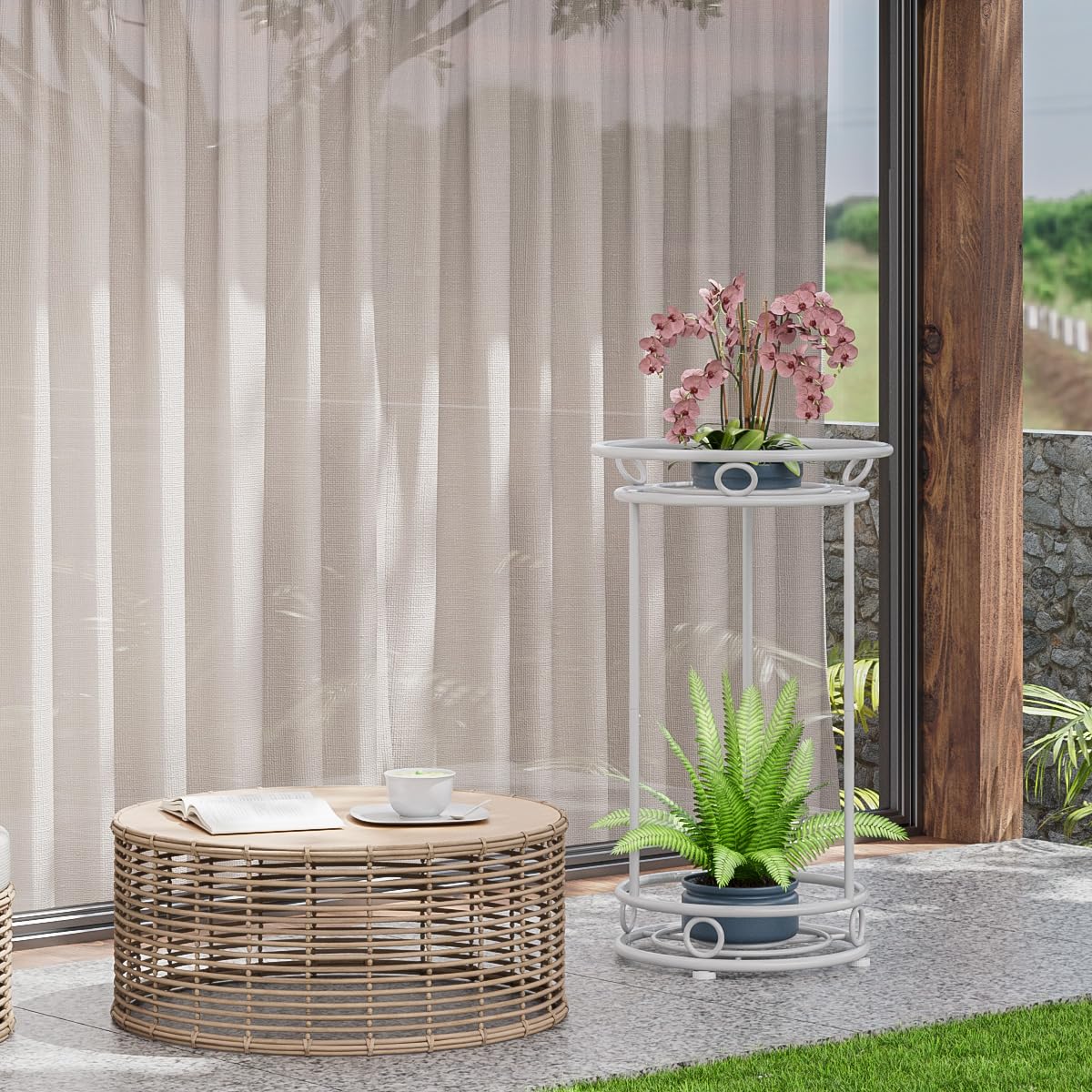 YIUKEA foot-pad-equipped stand protects floors during repositioning.