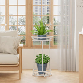 YIUKEA rust-resistant coated metal plant stand for durable indoor-outdoor use.