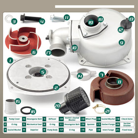 YIYANTO 2'' semi-trash pump back view with prime-ready design.