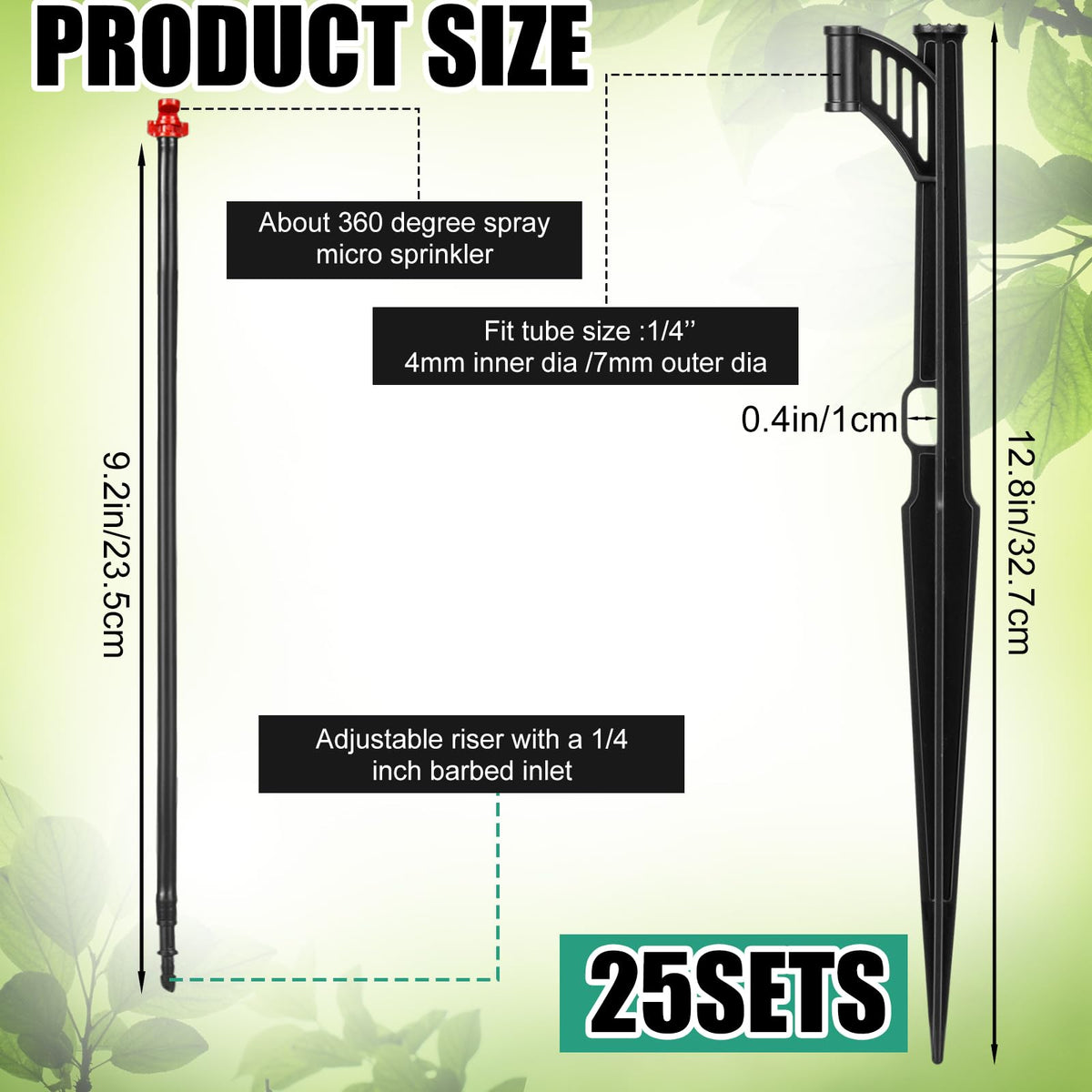 Yiyiring 360-degree sprayer stake provides full coverage for rows and pots