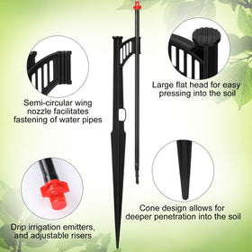 Yiyiring adjustable riser stake enables tuning spray height for foliage