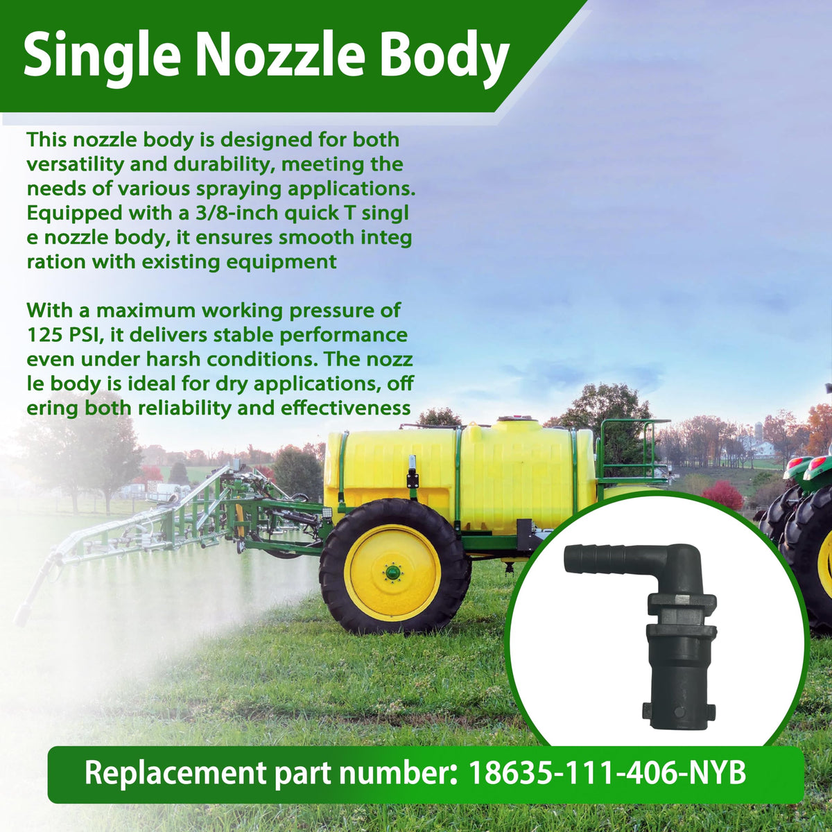 YiYuanG QJ100 nozzle body durability ensures stable performance under challenging field conditions.