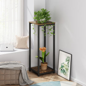 YIZAIJIA plant stand side view highlighting sturdy metal frame and shelves.