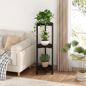 YIZAIJIA plant stand on outdoor patio adds vertical interest and durability