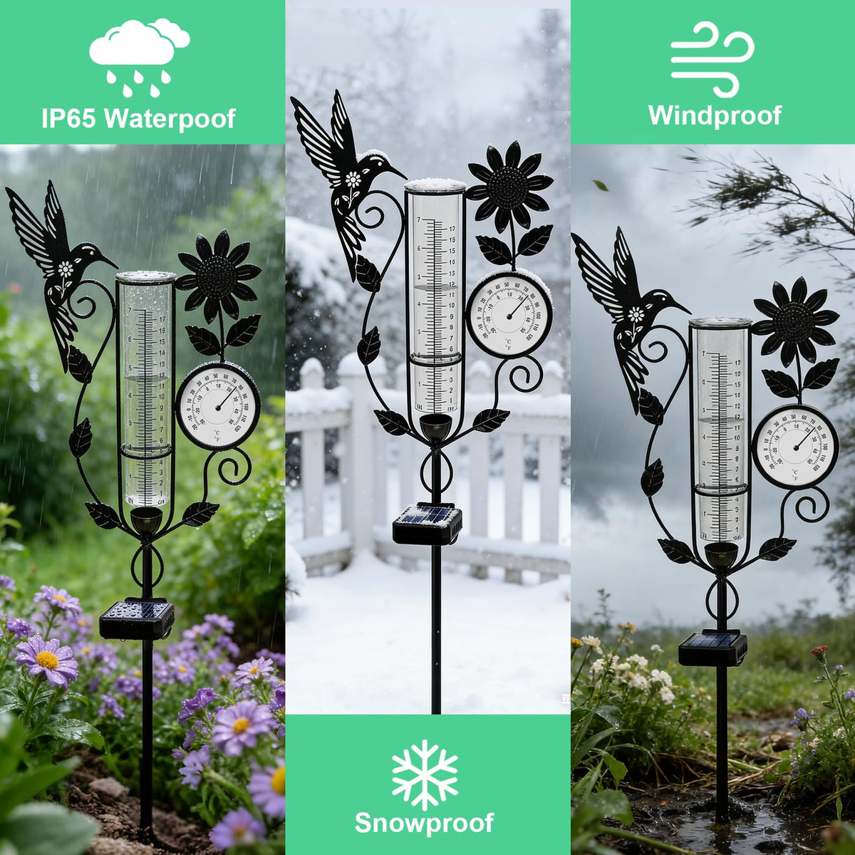 YJFWAL solar powered LED lights enhancing nighttime garden ambiance