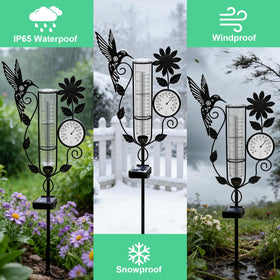 YJFWAL solar powered LED lights enhancing nighttime garden ambiance