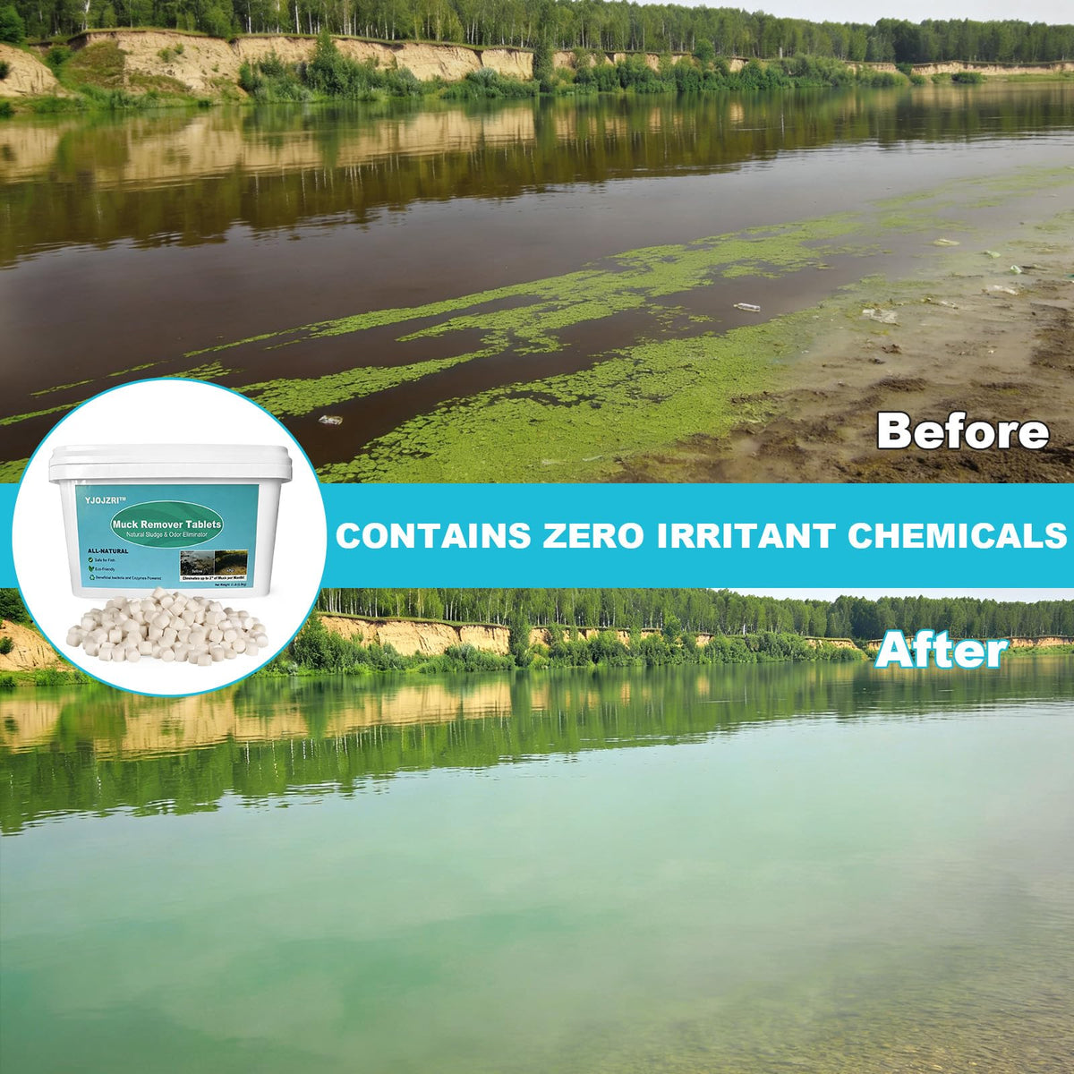 YJOJZR 2 lb tablet pack supports ongoing pond care.