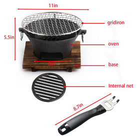 YJTAN hibachi grill close-up of seasoned iron surface for durable heat retention.