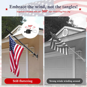 YKFLY flag pole rotating rings enable smooth, tangle-free flag motion during gusts