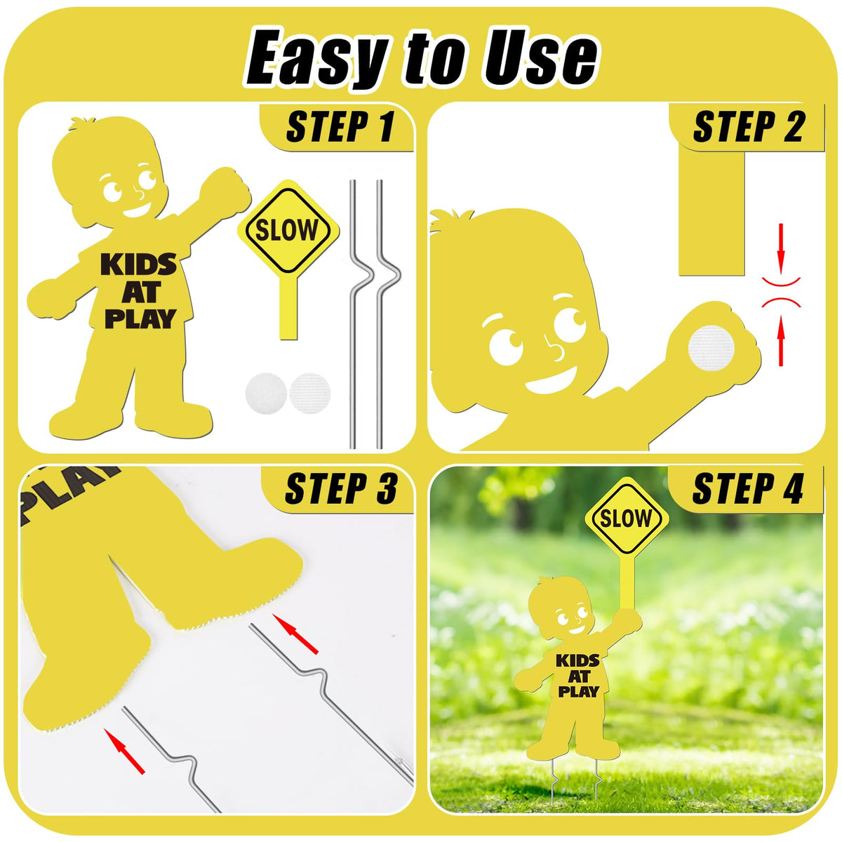 YLOLUL Slow Down sign can be held by a child to complete the cue