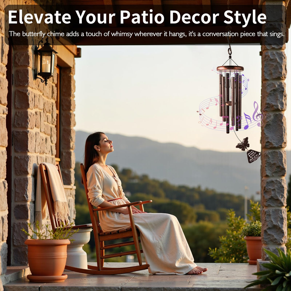 YLYYCC 33-inch wind chime adds calming tones to patios and balconies.