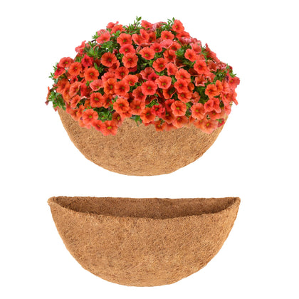 Y&M 14-inch half-round coconut liner for hanging baskets, boosts drainage and airflow.