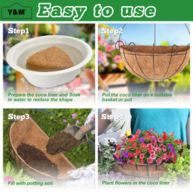 Y&M 14-inch coco liner, versatile for balcony gardens and indoor spaces.