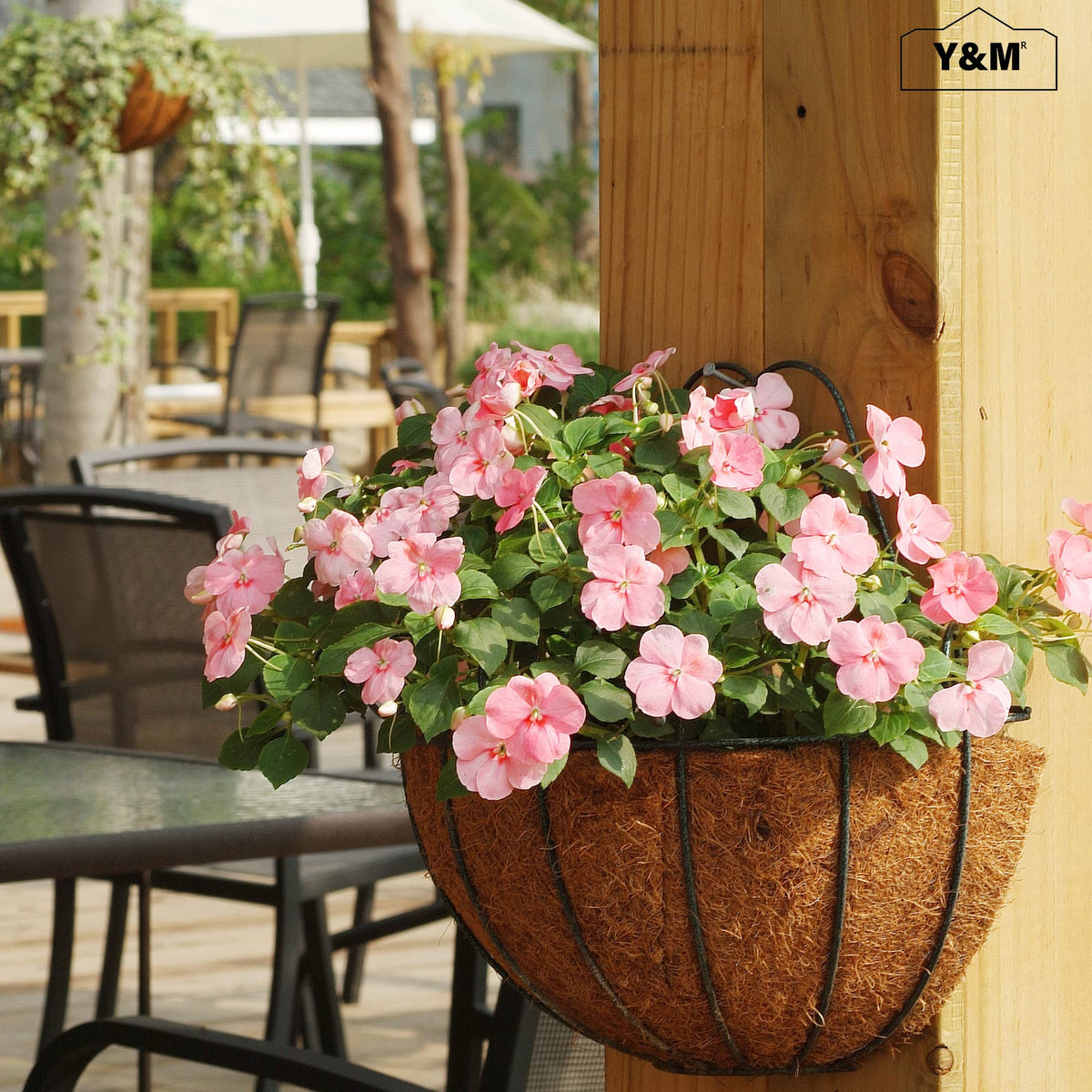 Y&M pre-formed liner, half-round coconut fiber for planters, easy install.
