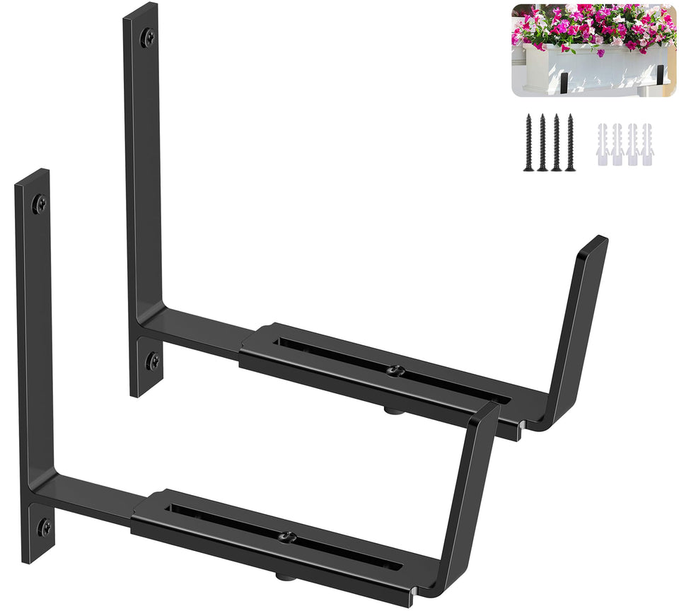 Y&M 2-pack adjustable planter brackets with base adjustment for 6–12.5 inch pots.