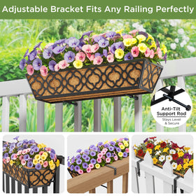 Y&M adjustable balcony planter fits rails 2.1 to 6.3 inches for versatile mounting