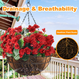 Y&M natural coco fiber liner promotes breathability in warm weather.
