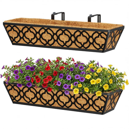 Y&M railing planter 24-inch 2-pack with adjustable rail fit for various widths