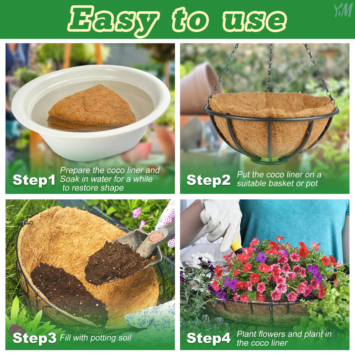 Y&M two-pack liners are ideal for patios and balcony planters.
