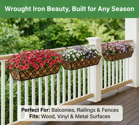 Y&M two-pack railing planter set with stable mounting for outdoor greenery