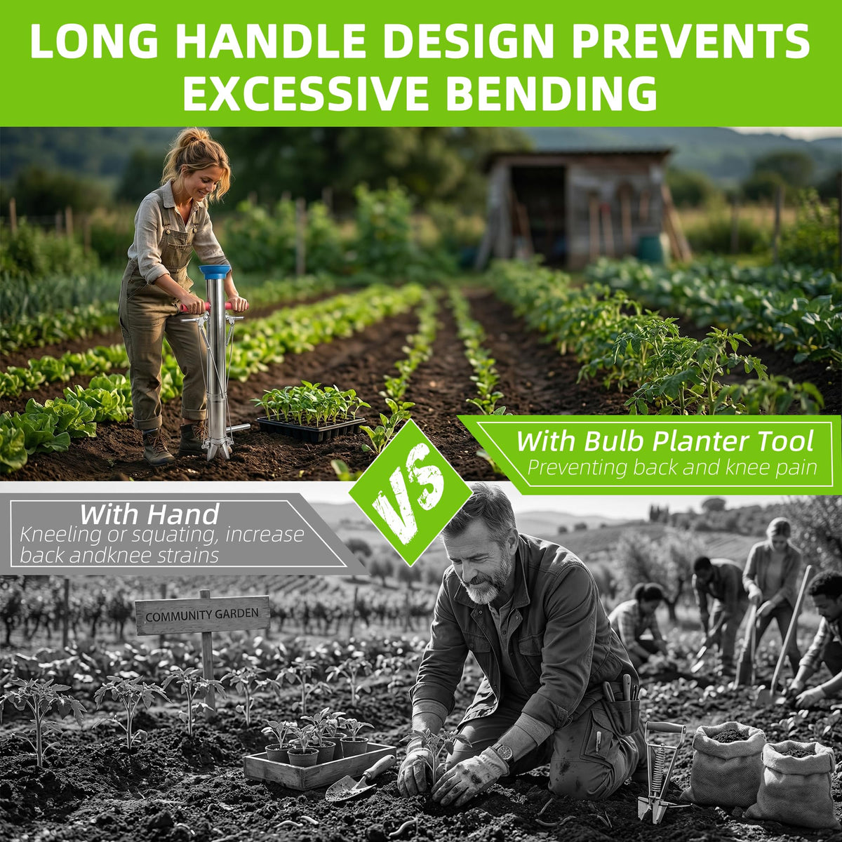 Ymachray Bulb Planter with ergonomic sponge handles protects hands.