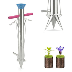 Ymachray Bulb Planter demonstrates hole-digging action for efficient planting.