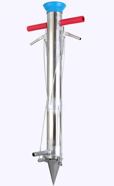Ymachray Bulb Planter long handle enables standing planting for comfort.