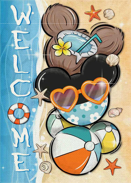 YMCAFZ Welcome Summer garden flag with nautical artwork, ideal outdoor decoration