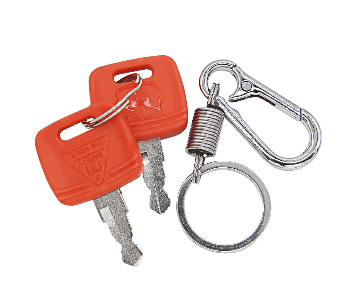Ymholok ignition keys set for John Deere tractors, universal replacement for heavy equipment ignition systems.