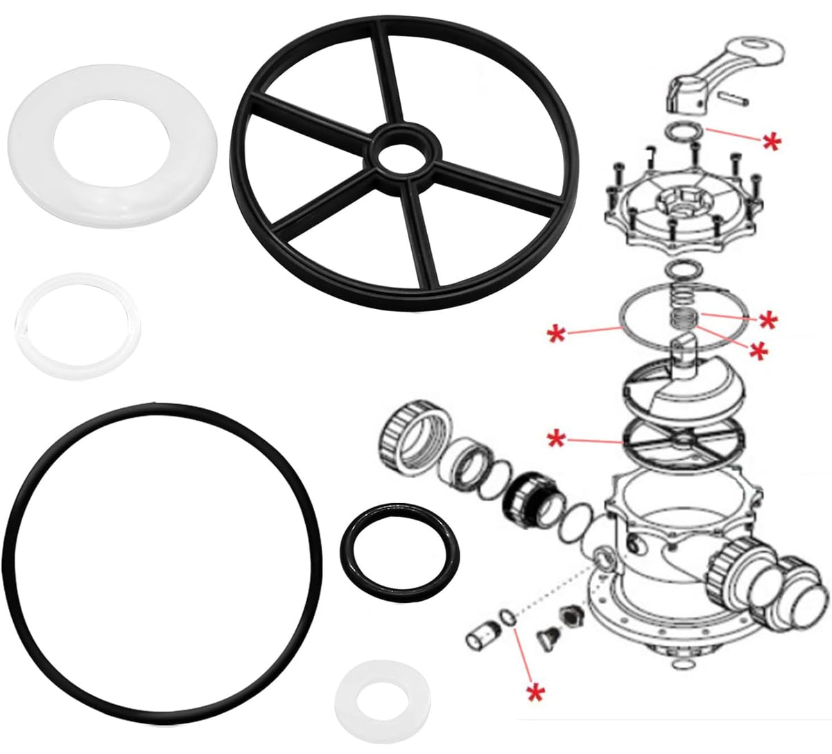 YMHYJY vari-flo diverter valve seal SP0714T shown with components