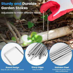 Ymomode galvanized steel stakes prevent rust and extend garden durability