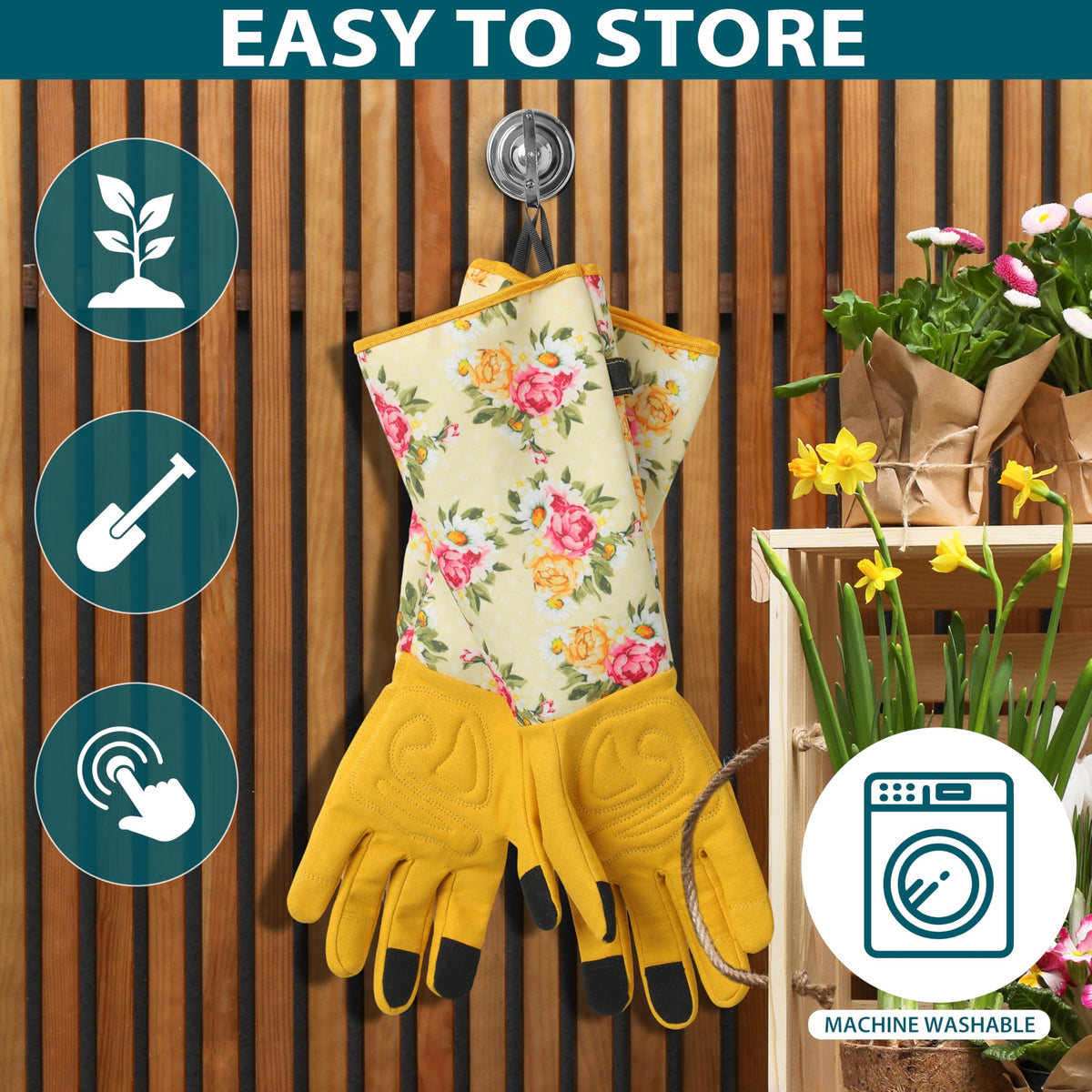 Ymomode long-sleeve gloves protect arms from dirt, insects, and debris.