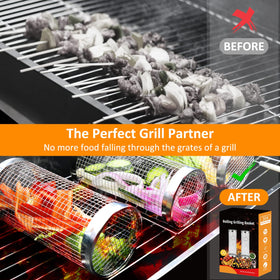 YMXHK stainless steel grill basket with lid for contained cooking