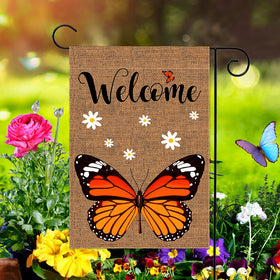 YMYIELD Welcome Monarch flag back view, vibrant colors endure weather