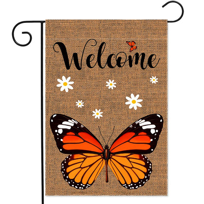 YMYIELD Welcome Monarch flag front view, double-sided readability for guests