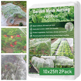 YNERHAI garden netting draped over plants provides pest protection while letting sun and air through.