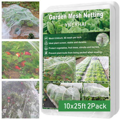 YNERHAI garden netting draped over plants provides pest protection while letting sun and air through.