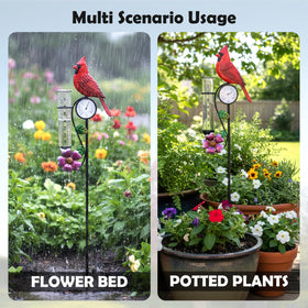 YNGFIL garden rain gauge with floral motifs provides precise measurements.