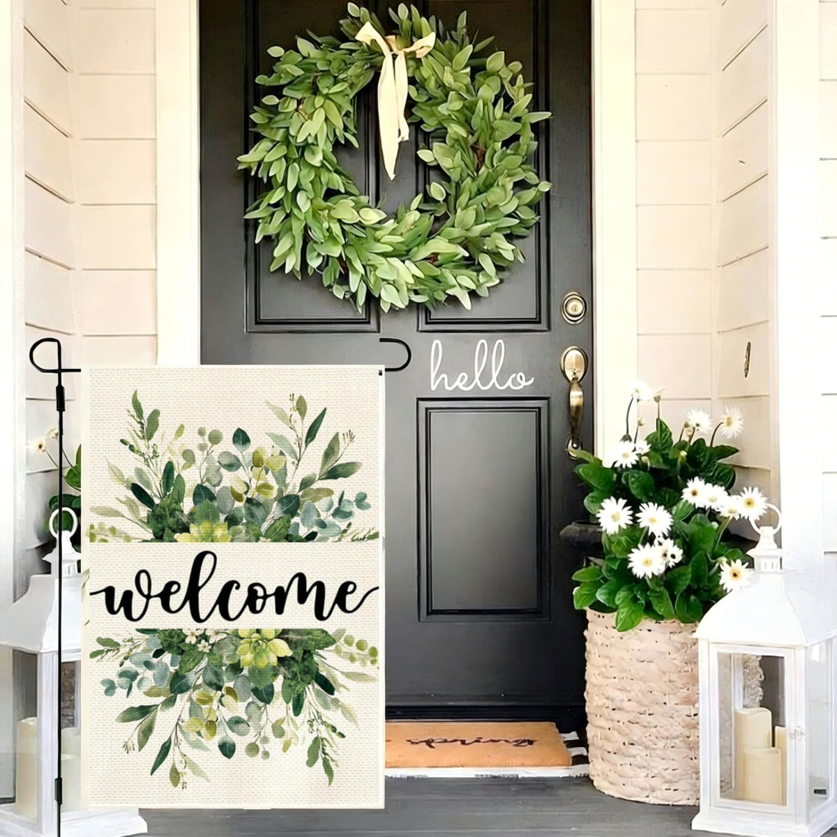 Ynlsds garden flag with spring welcome motif enhances porch and patio decor.